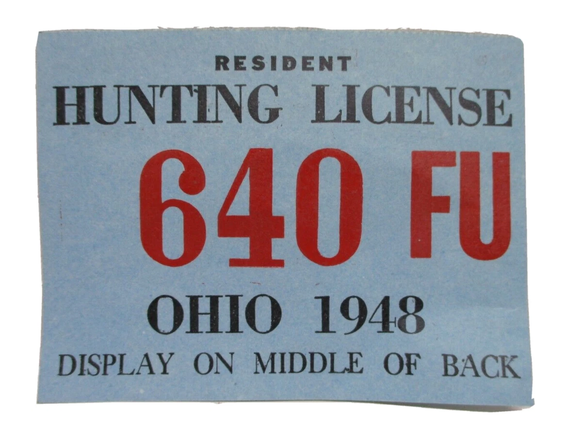 Lot De 3 épinglettes Et Ancien Permis De Pêche Résident De L'Ohio, Années 1940 - Collection Vintage