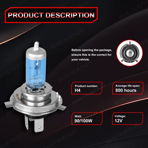 4200K Luces Fuertes Para Auto Coche Luz Carro Bulbs H4/9003 Warm Blanco Halogen - Picture 10 of 11