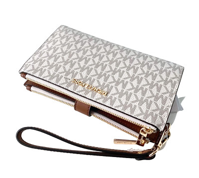 MICHAEL KORS Portemonnaie JET SET TRAVEL LG DBL Zip Wristlet vanilla