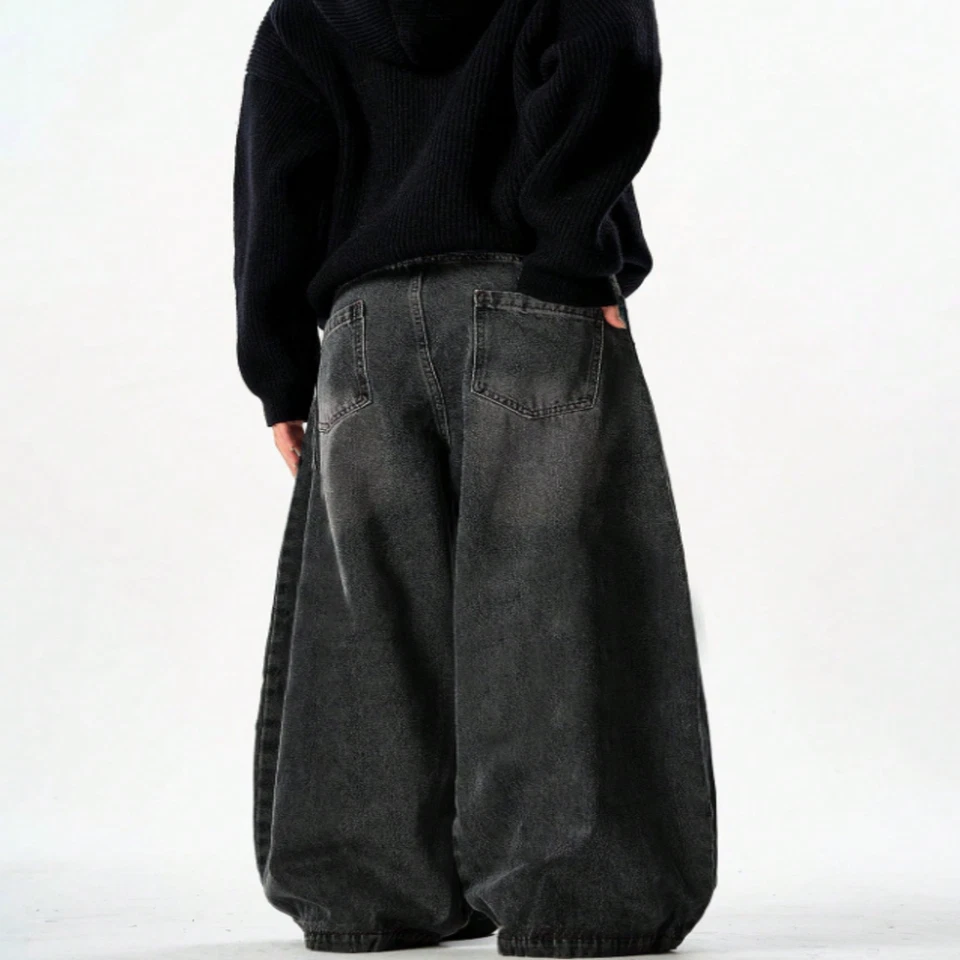 Men’s Washed Black Wide-Leg Jeans | Ultra Baggy Fit | Minimal Streetwear Denim - Image 4 of 4