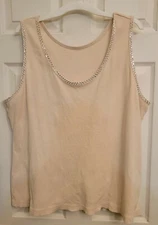 GITANO  womens tank top size 24W 26W 3X OFF WHITE / IVORY RHINESTONES 