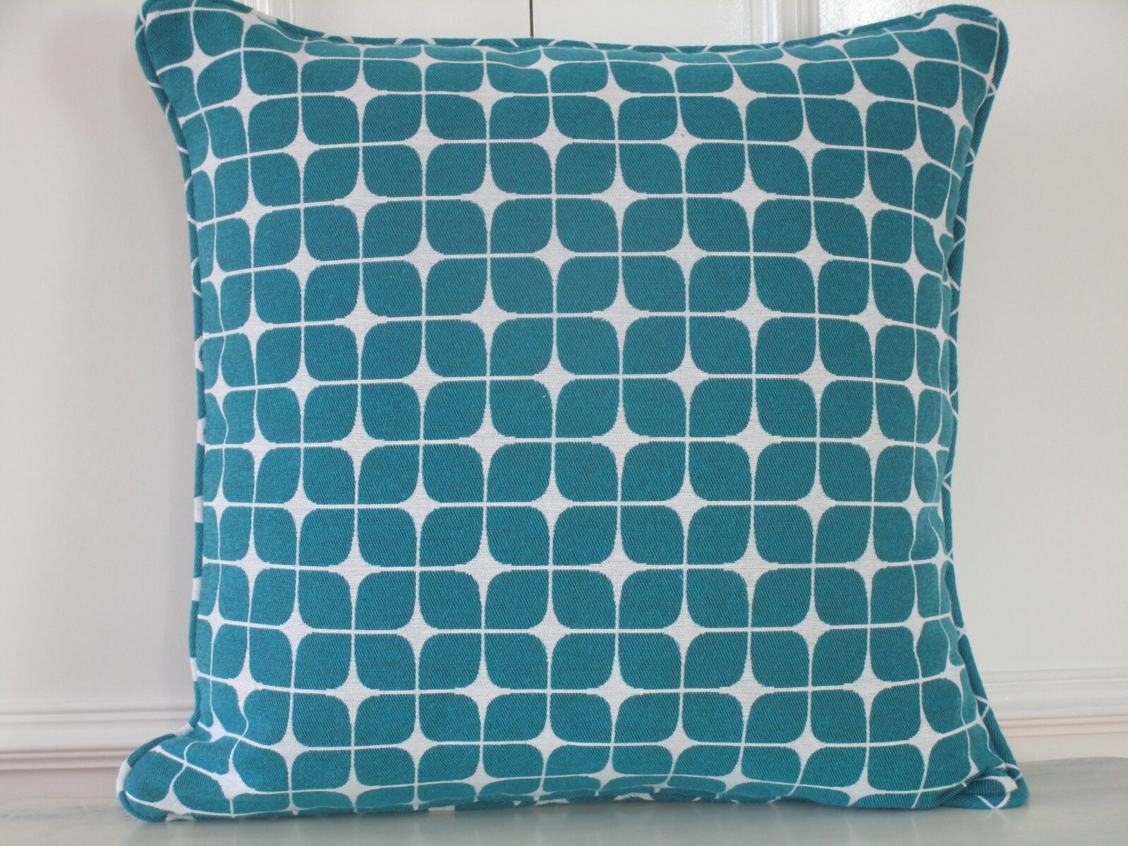 Housse de coussin géométrique bleu canard 45x45 cm taie oreiller canapé salon