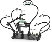 Magnetic Helping Hands Soldering Third Hand, PCB Circuit Board Holder with 3X LE