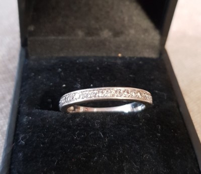 Bague En Argent Massif Avec Zirconiums - Demi-tour - Taille 55 - Occasion (déjà Portée)