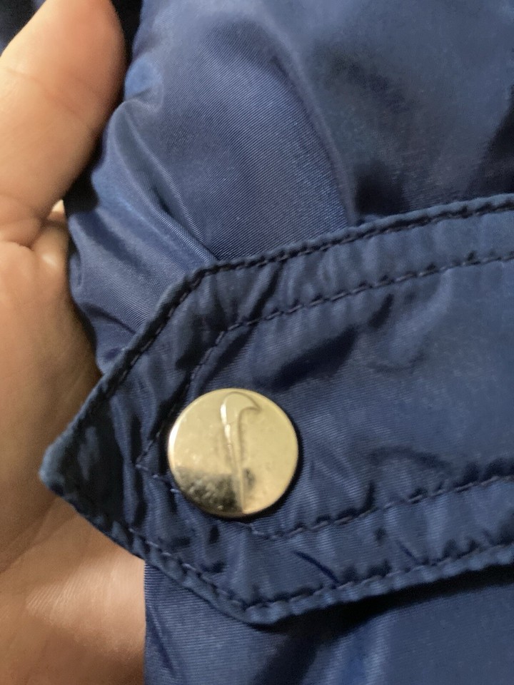 Retro Nike Coat Y2K Vibes White Label Size L Big Logo Poppers 90’s eBay