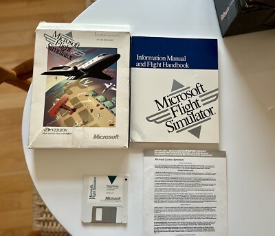 Vintage 1989 Microsoft Flight Simulator 5.25'' Floppy Disk Version 4.0 IBM PC