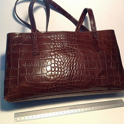 CECCONI P. Borsa cuoio stampa coccodrillo Spalla Donna VINTAGE Made in Italy - Foto 11 di 11