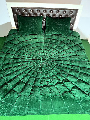 Emerald green velvet spider quilt King Size comforter Bedspread Blankets Bedding