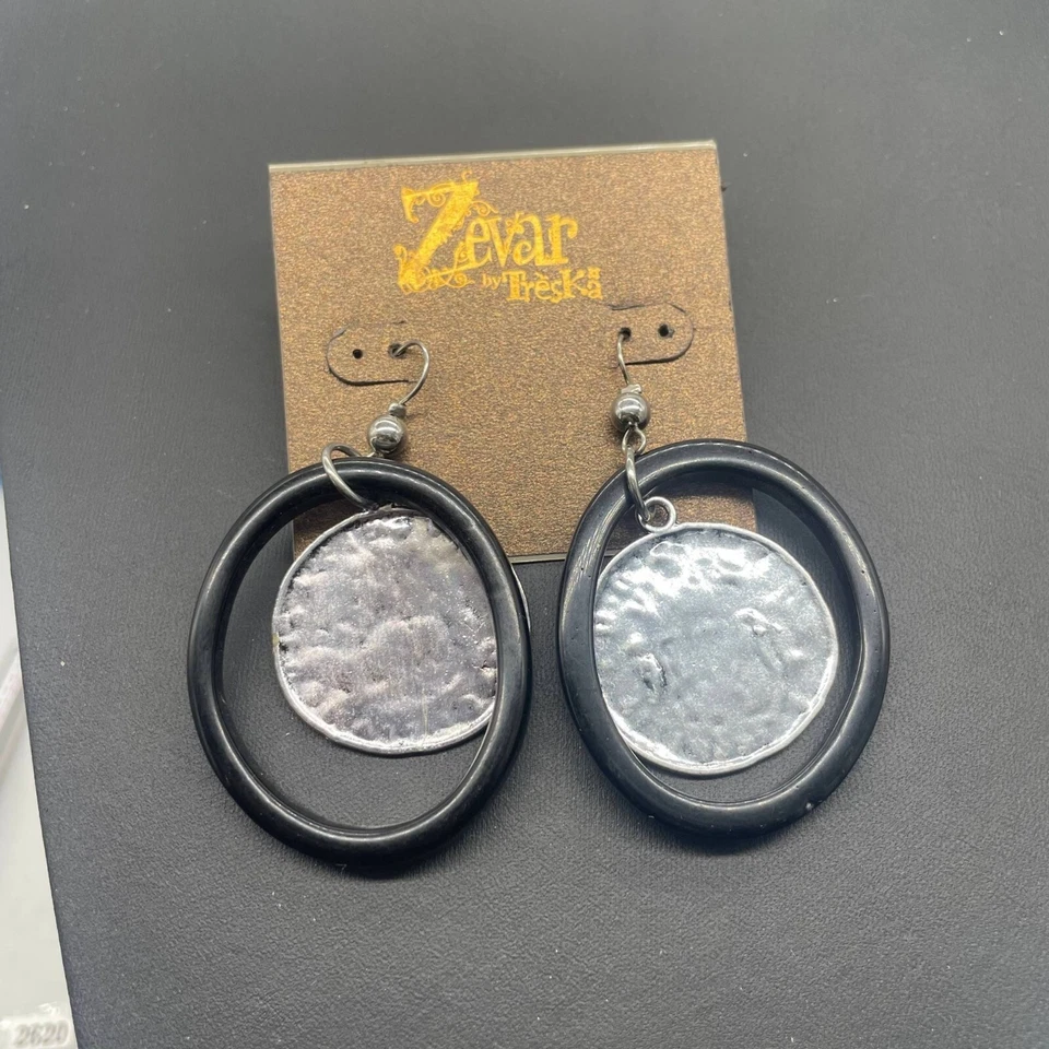 Кованые круглые висячие серьги-капли Zevar от Treska богемное хиппи - Изображение 2 из 4