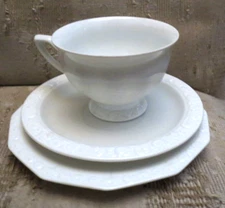 Vintage Rosenthal Maria V pattern White 3 piece set cup saucer bread plate