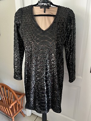 bcbg beaded dress Women Size M BCBG Max Azria Black Sequins Dress