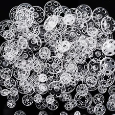 36 Set Sew-on Snap Buttons 7mm 10mm 15mm Plastic Snaps Fasteners Invisible Cl...