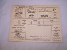 Vintage Sun Diagnosticspec Sheet 1966 Ford Mustang 289 K Code Hipo