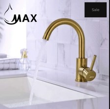 MAX Brand Bathroom Faucet Side Handle Swivel Spout Brushed Gold Finish