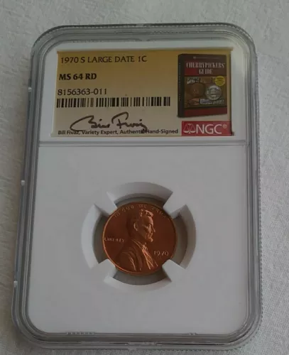 1970 S NGC MS 64 RD LARGE DATE LINCOLN CENT BILL FIVAZ VARIETY EXPERT SIGNATURE