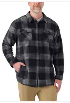 Voyager Men's Super Plush Fleece Shirt Jacket Snap Front Plaid