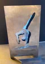 Signed Stainless Steel Post Modern  Athlete Gymnast Sculpture