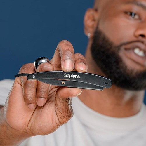 Sapiens Barbershop Rasoio a Mano Libera Barba con 25 mezze lamette di ricambio - Foto 5 di 6
