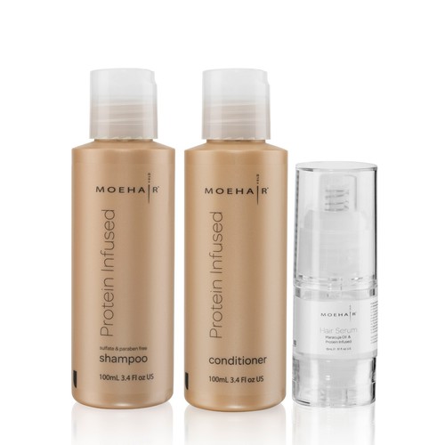 MOEHAIR Trio pack of Protein Infused Shampoo and Conditioner with Hair Serum - 第 1/7 張圖片
