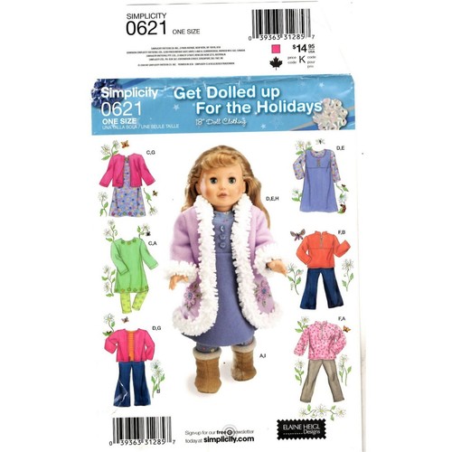 Simplicity Robe Pattern 0621 Simplicity 0621 Sew Pattern 18 inch Doll Clothing Elaine Heigl Designs ...