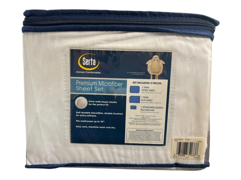 Комплект простыней из микрофибры Serta Perfect Sleeper Premium Twin 3 штуки белый - Изображение 2 из 3