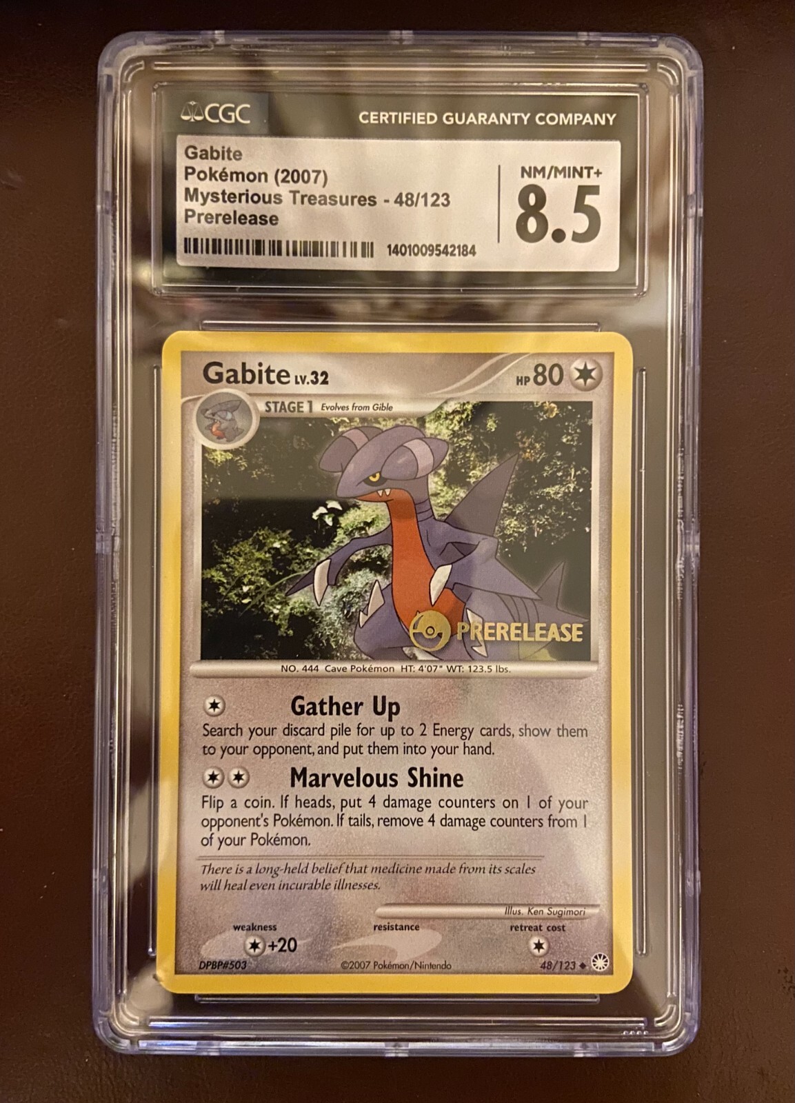 CGC 8.5 Pokemon 2007 Gabite 48/123 PRERELEASE Promo Mysterious Treasures
