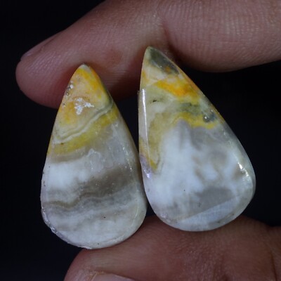 Natural BumbleBee Jasper Matched Pair 31.10 Cts. Cabochon Gemstone For Pendant