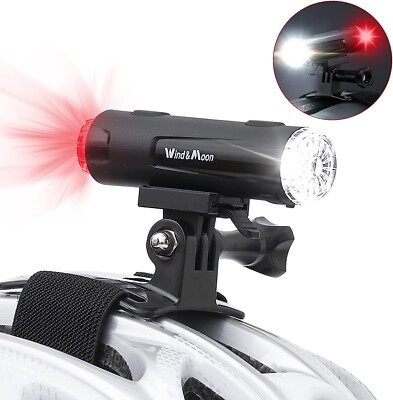 1x USB Rechargeable Bike Helmet Light with Hard Hat Mount for