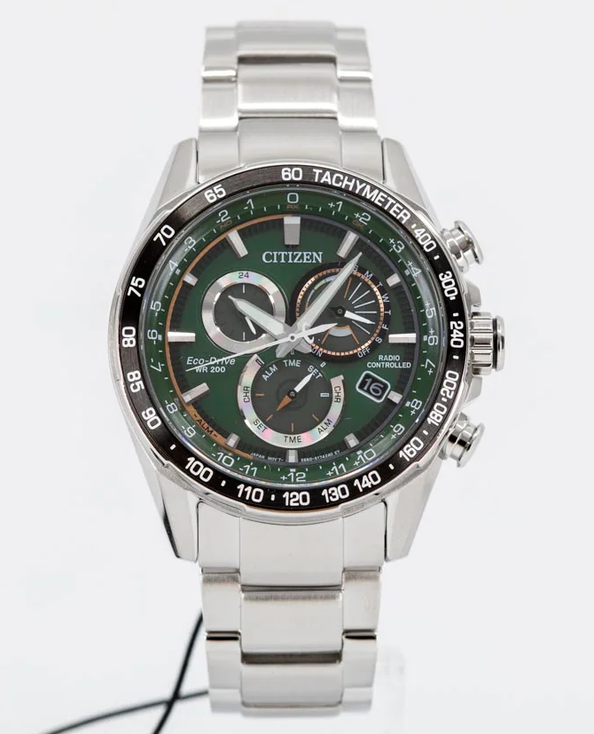 Citizen Men's Watch Radio Controlled Sapphire Green Dial Eco-Drive