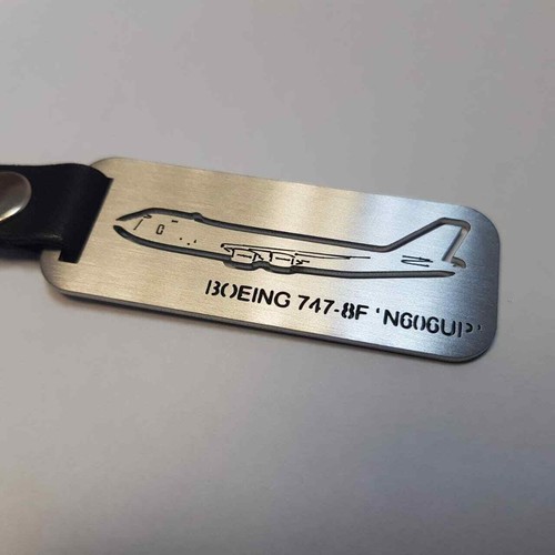Individual Air Plane Keychain Laser Cut Inox With Ring Custom Fit Boeing 747-8 F - Picture 4 of 7