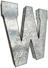 Huge 20" Metal Letter Hanging Wall D cor, Galvanized Metal with Rusted Edges