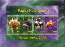 Papua New Guinea 2008 - Headdress and Masks - Sheet of 4 Stamps - MNH