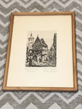 VINTAGE ETCHING PLONLEIN in ROTHENBURG ob der TAUBER GERMANY by HEINER KRASSER