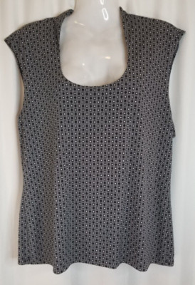 Grace Elements Women's Top Blouse Black & White Geometric Liquid Knit Size XL