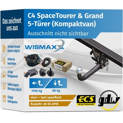 AHK für Citroen C4 SpaceTourer & Grand ab 18 starr GDW +7pol E-Satz ECS