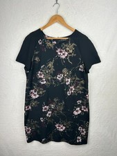 Dorothy Perkins Black Floral Shift Dress Pink Gold Print Smart Casual UK 18