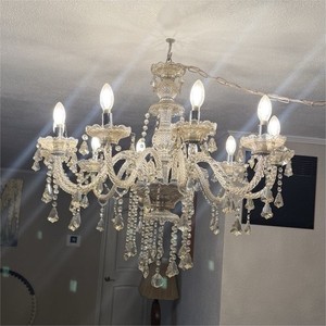 Traditional Crystal Chandelier Polished Silver Finish 10 Lights Dining Room