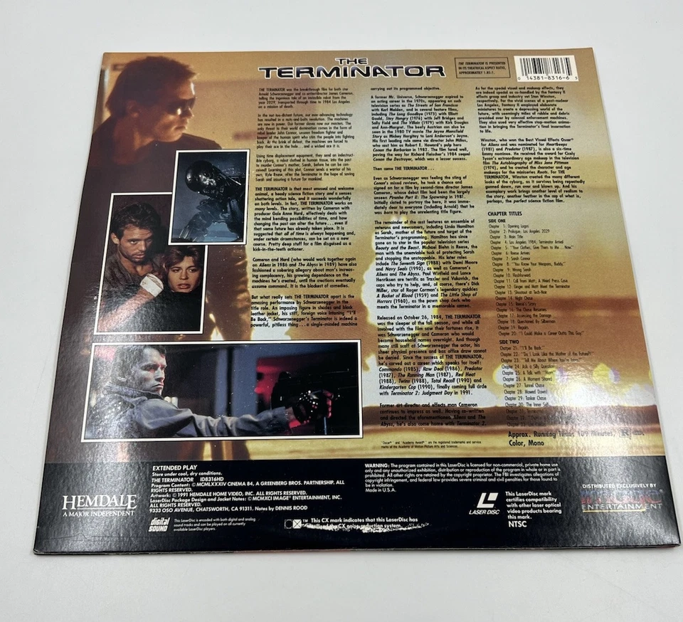 Vintage 1991 The Terminator Widescreen Edition Laserdisc LD Movie Schwarzenegger - Image 2 of 4