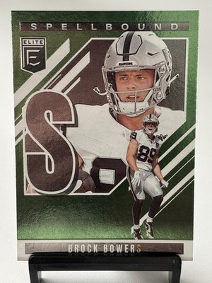 2025 Donruss Elite #25 Brock Bowers Spellbound Green ''S'' Las Vegas Raiders