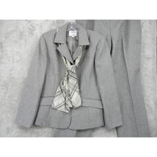 Le Suit Pantsuit Womens 14 Blazer Wide Leg Office 3 Piece Career Lined Gray City