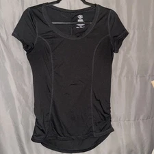 Athletic Works T-shirt Women's M(8-10) Active Short Sleeve Runched Sides Black