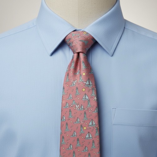 Vineyard Vines Boys Tie Pink Sailboat Lighthouse Silk USA 001353