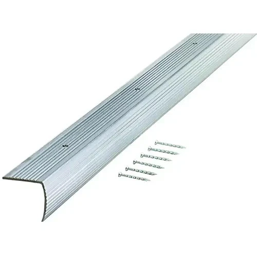 Borde de escalera de aluminio 73,63" x 1,28" estriado preacabado plateado M-D 78105 (paquete de 4) Foto 2 de 3