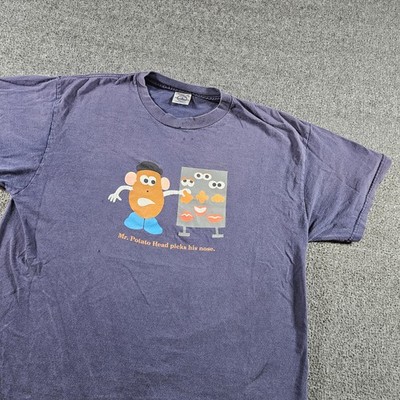 Vintage Mr Potato Head Shirt Mens Large Blue Graphic Cartoon Delta Pro Weight