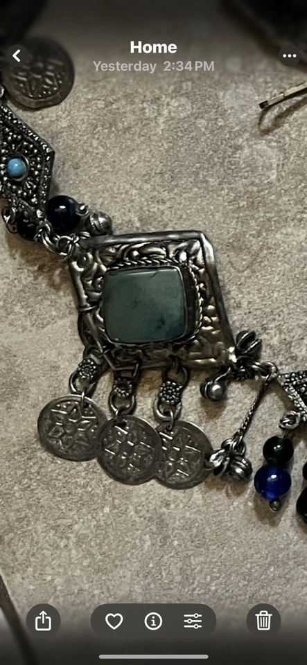 Tibetan Silver Tone Beaded Stones Linked Belt Statement Piece - Image 3 of 4