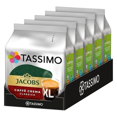 Tassimo Kapseln Jacobs Caffè Crema Classico XL, 5 x 16 Pads, 80 Stk.