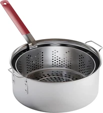 Aluminum Cooking Pot Deep Fryer with Basket – 10QT Aluminum Fry Pot with Easy Gr