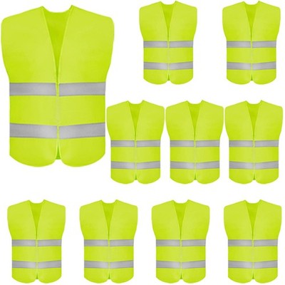 10 Pack High Visibility Safety Vest for Traffic Work, Running, Surveyor and S...