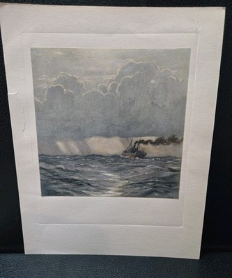6 Antique Thomas Moran Maritime Prints - Early 20th C. - Original Paper Mat Rare