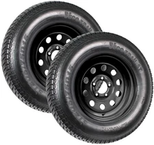 eCustomrim 2-Pk Trailer Tire Black Wheel Modular Rim ST205/75D15 LRC 5 Lug 4.5